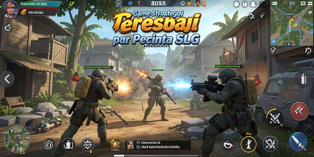 Tangkapan layar utama menampilkan pertempuran strategis dalam game SLG.