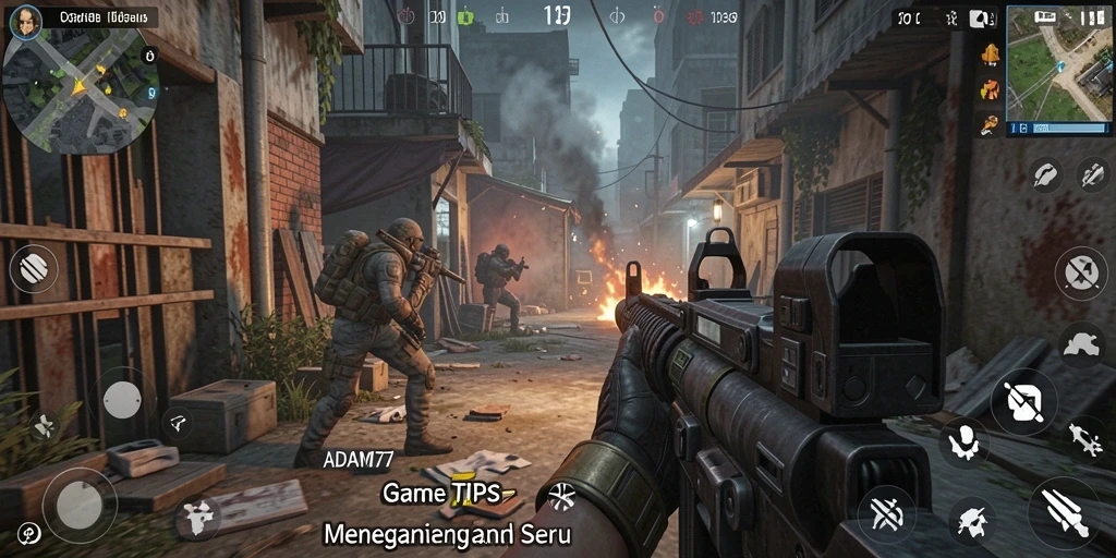 Screenshot gameplay ADAM77 menampilkan aksi seru TPS.