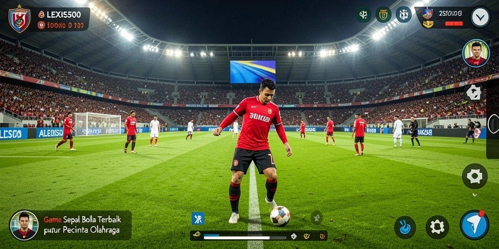 Tangkapan layar ALEXIS500 menunjukkan aksi seru di lapangan sepak bola.