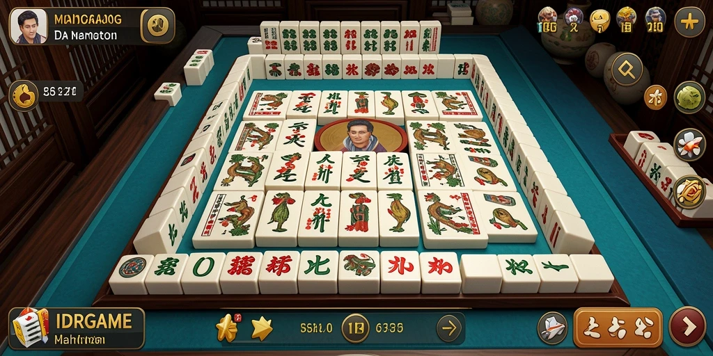 Tampilan utama gameplay Mahjong di IDRGAME dengan ubin yang menarik.