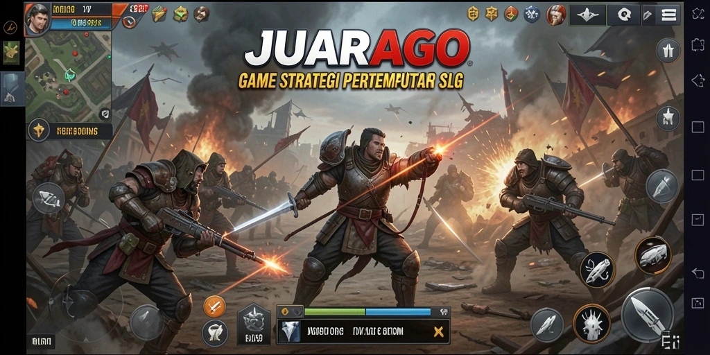 Screenshot gameplay JUARAGO menampilkan pertempuran strategis yang mendebarkan.