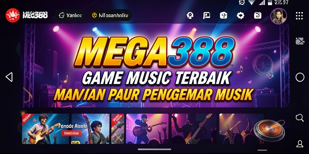 Tampilan gameplay MEGA388 dengan berbagai alat musik dan tantangan.