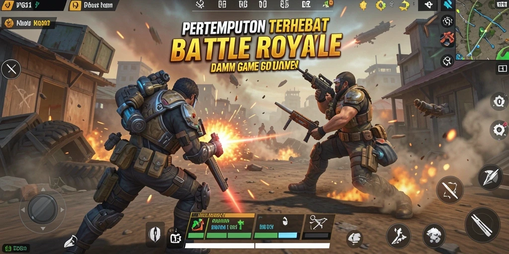 Tampilan gameplay mendebarkan di PG11 saat pemain bertarung di arena Battle Royale.
