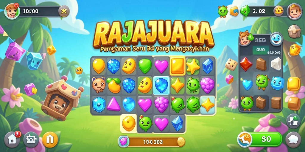 Tampilan gameplay seru dalam RAJAJUARA yang penuh warna.