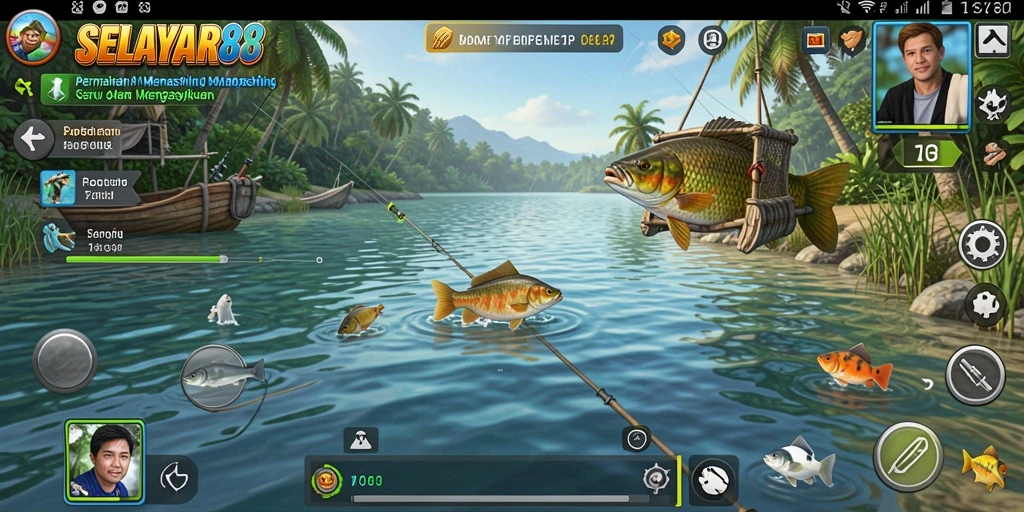 Screenshot gameplay SELAYAR88 menampilkan momen memancing yang menarik.