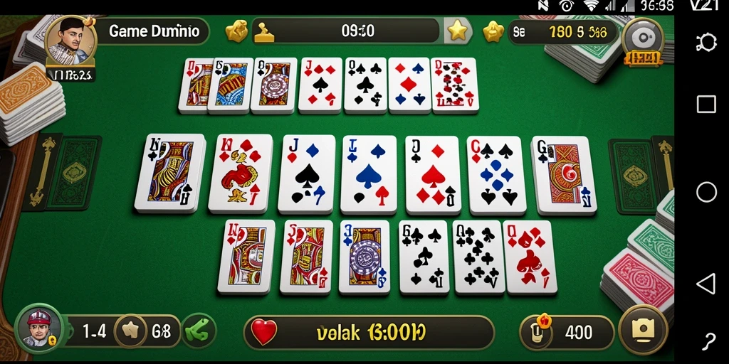 Screenshot dari gameplay seru V21 yang menunjukkan aksi permainan Domino.