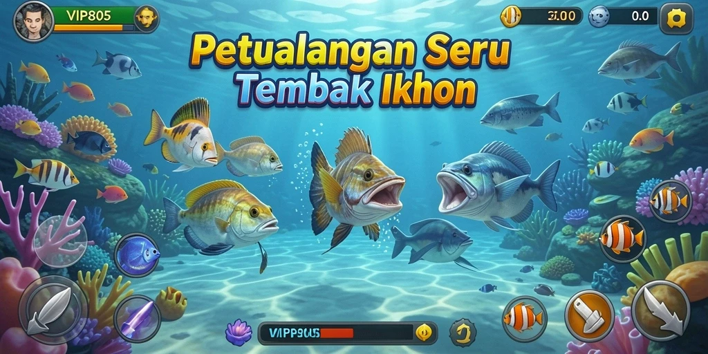 Tangkapan layar gameplay Tembak Ikan yang seru dan penuh warna.