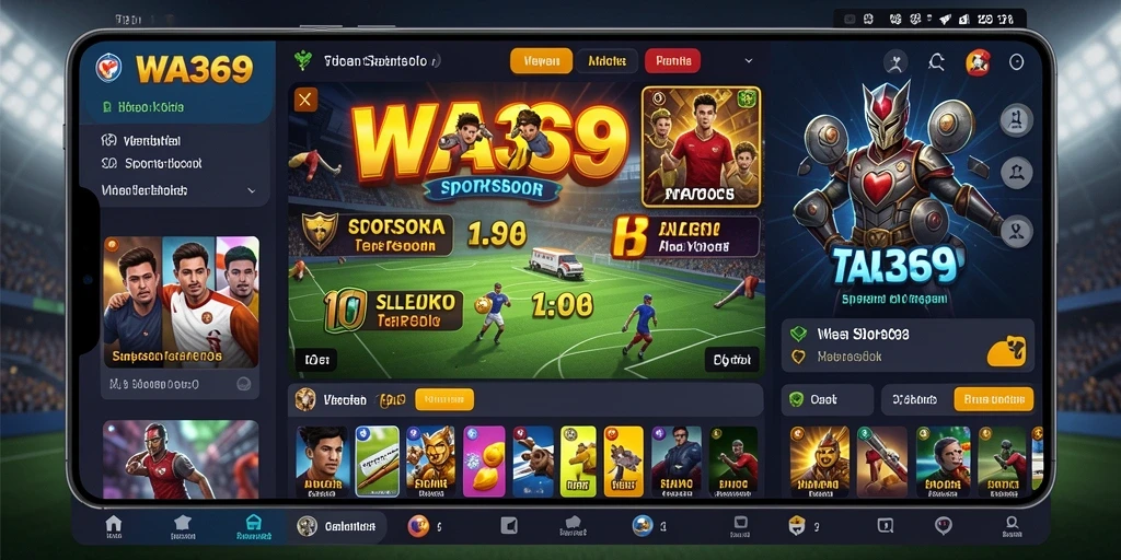 Screenshot WA369 menampilkan taruhan langsung dalam aplikasi Sportsbook.